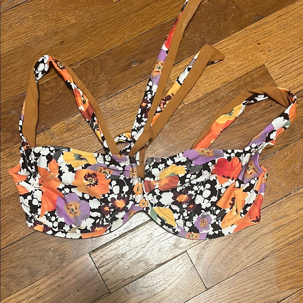 L*space Floral Bikini Top with Orange and Purple Accents